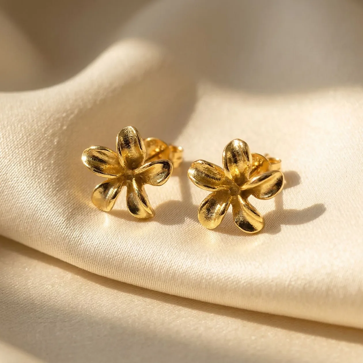 Dainty Mini Tiny Flower Stud Gold Plated Earrings: the shop's own photo