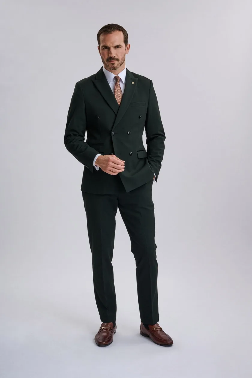 Bromley Olive Green Double Breasted Suit: the shop's own photo