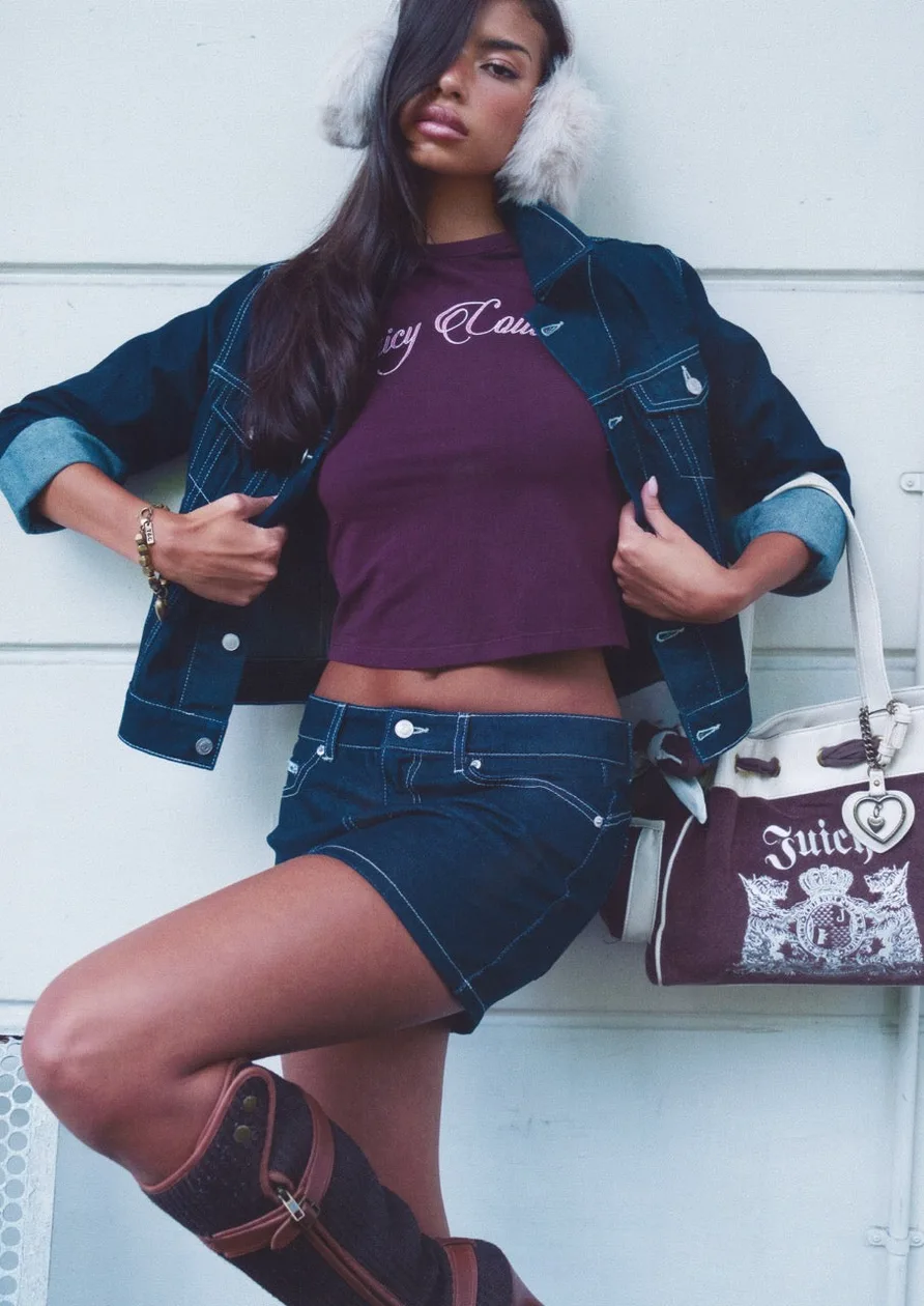Indigo Denim Dog Crest Mini Skirt - W26 / Blue: the shop's own photo