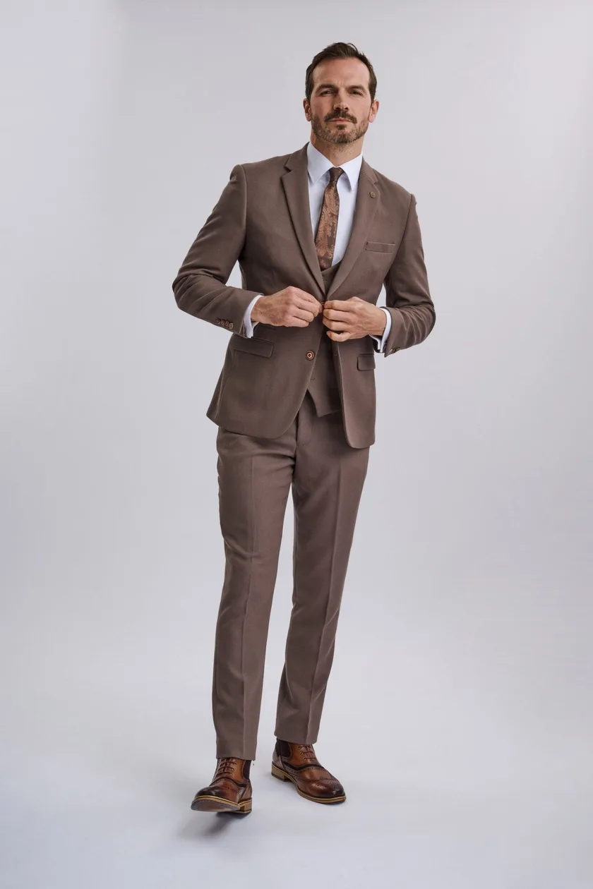 HM5 - Tan Tailored Three Piece Suit: the shop's own photo