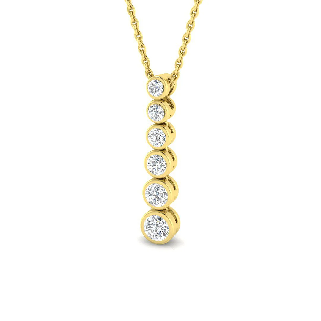 Five Stone Graduated Diamond Journey Pendant Necklace | UK Hallmarked - 9k Yellow Gold / 0.33 Carat / Natural Diamond(F/SI): the shop's own photo
