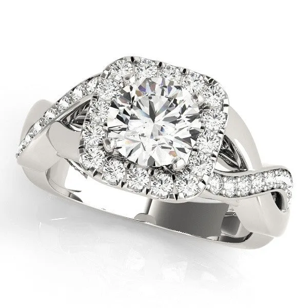 Lab Grown Round Diamond Halo Engagement Ring with Scrollwork Shank - 18k Yellow Gold / 0.50 Carat: the shop's own photo