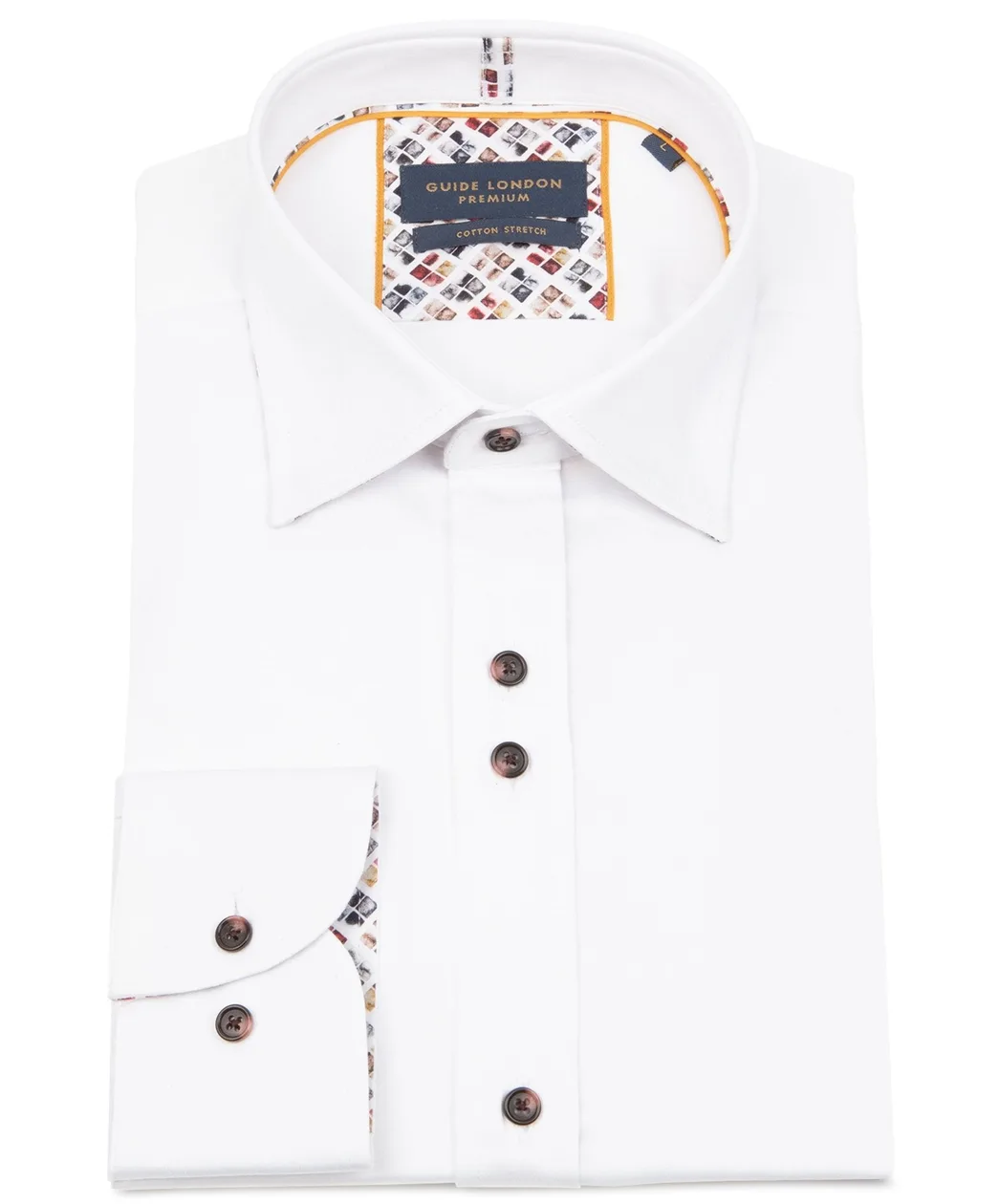 White Long Sleeve Solid Colour Ombre Button Shirt: the shop's own photo