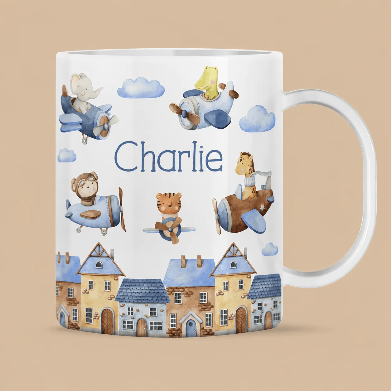 Personalised Animals in Planes Kids Mug: the shop's own photo
