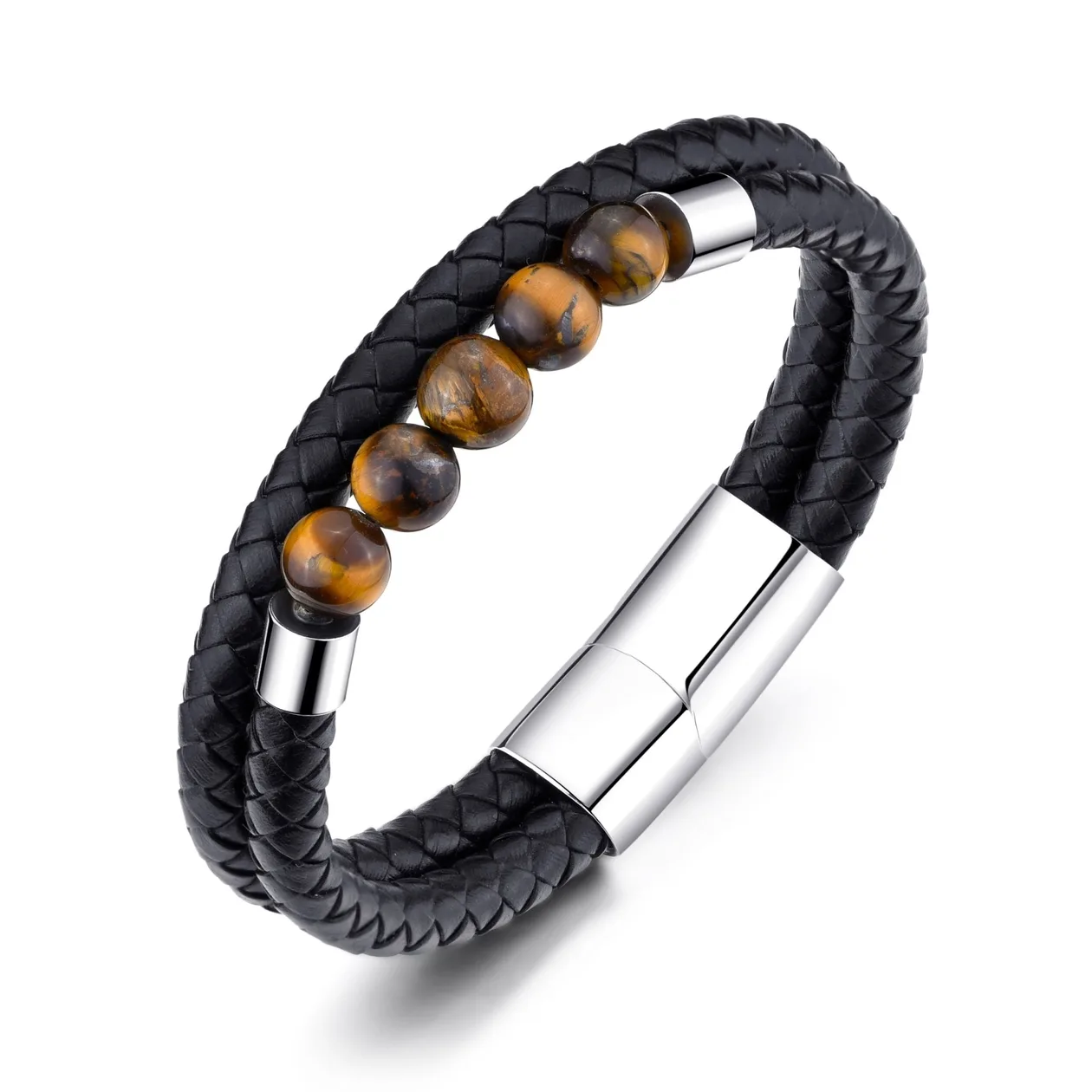 Men's Tiger's Eye Genuine Leather Bracelet: the shop's own photo