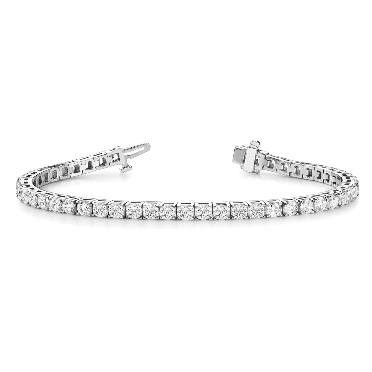 Box Clasp Lab Grown Diamond Tennis Bracelet – Round Cut | Gold & Platinum - 18k Yellow Gold / 2.50 Carat / Natural Diamond: the shop's own photo