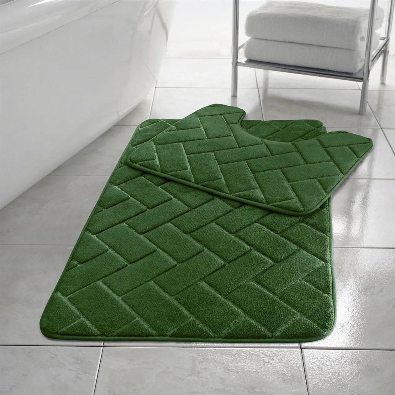 Memory Foam Blocks Bath Mats - Dark Green: the shop's own photo