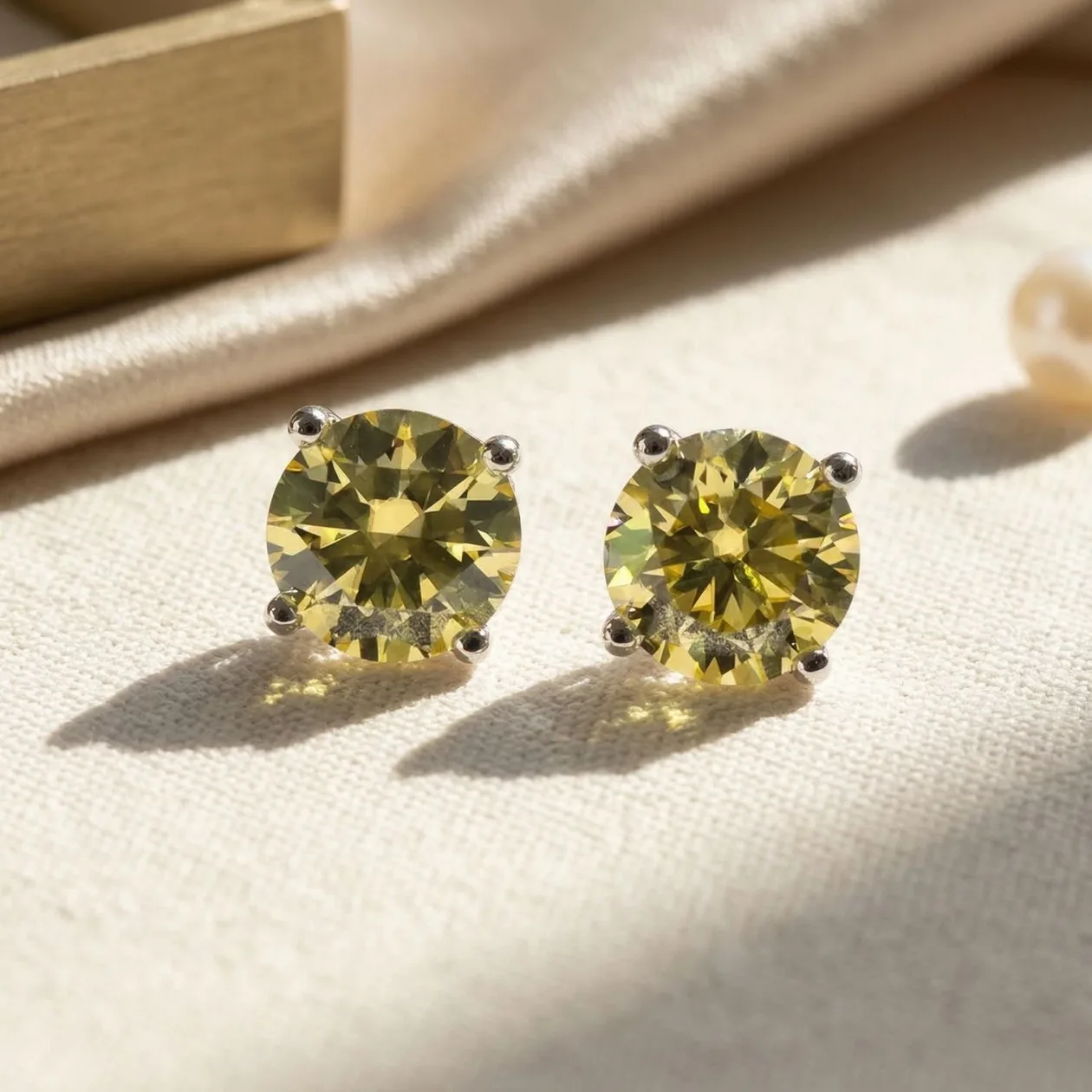 Citrine Moissanite Crystal Sterling Silver Earrings: the shop's own photo
