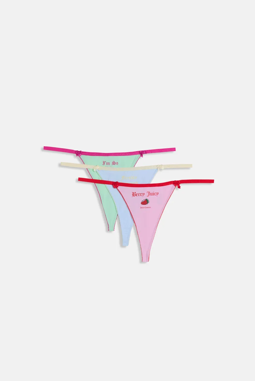 3 Pack Fruit Slogan Thongs - L / Multi: the shop's own photo