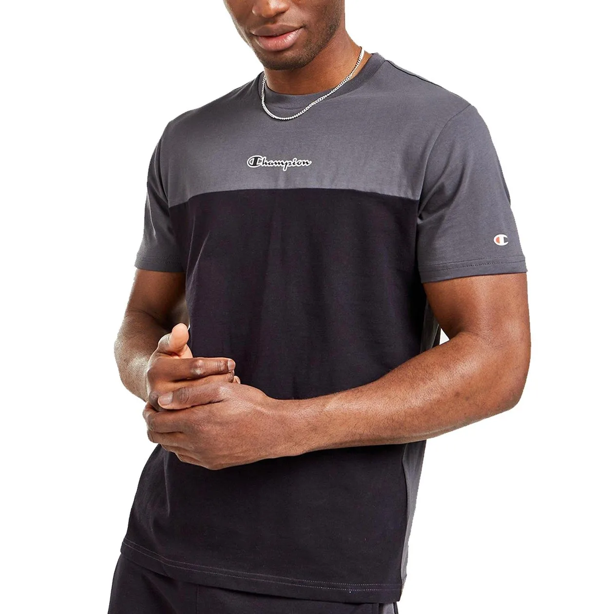 Champion Colour Block T Shirt - Black Grey | Size: S: the shop's own photo