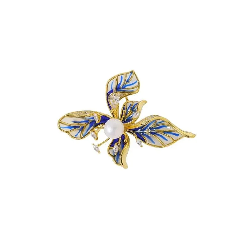 Blue Floral Enamel Brooch: the shop's own photo