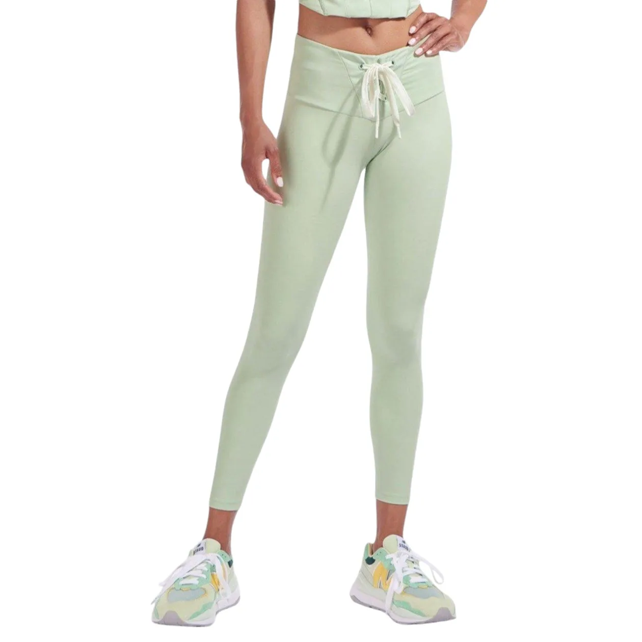 New Balance x STAUD Womens Lace Up Tights - Green | Size: S: the shop's own photo