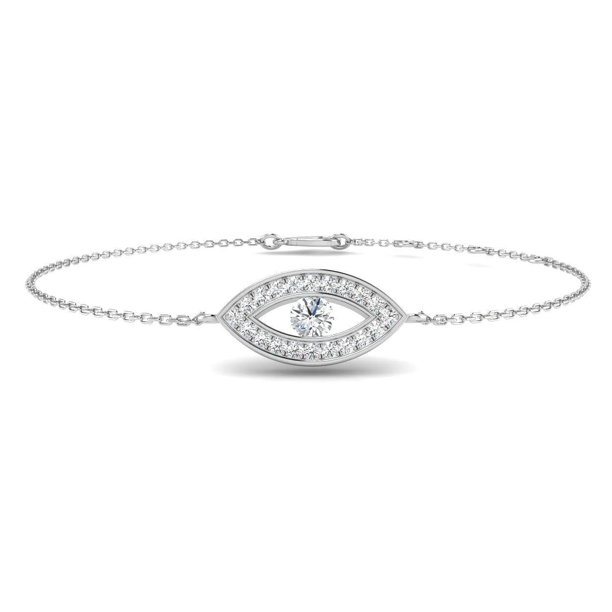 9K Yellow Gold Lab Grown Diamond Evil Eye Protection Bracelet – Spiritual Good Luck Charm Jewellery - 18k White Gold / 0.40 Carat / Natural Diamond: the shop's own photo
