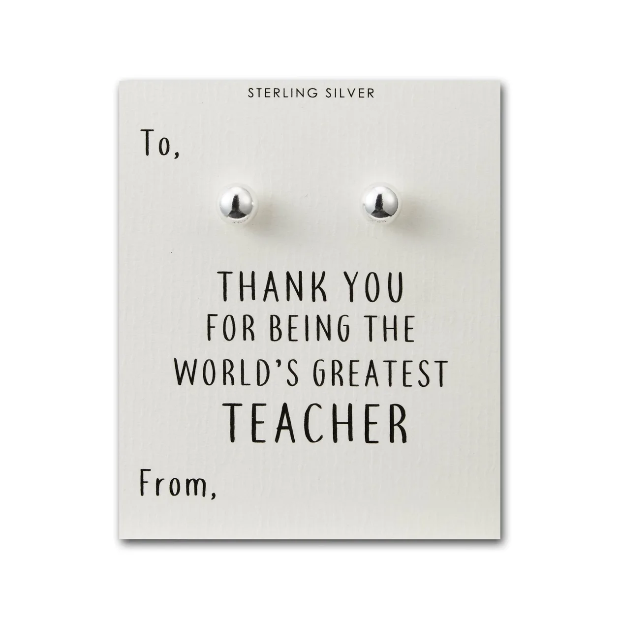 Sterling Silver World's Greatest Teacher Sphere Earrings: the shop's own photo