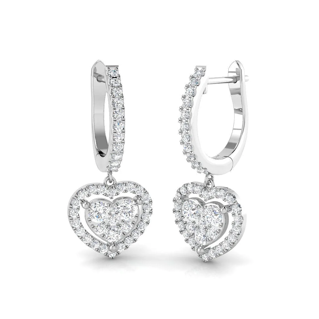 Lurty Luxury Gold Drop & Trilogy Diamond Earrings 0.5ct - 1.25ct - 0.5 Carat / Lab Grown Diamond(D-VVS) / 9k Rose Gold: the shop's own photo