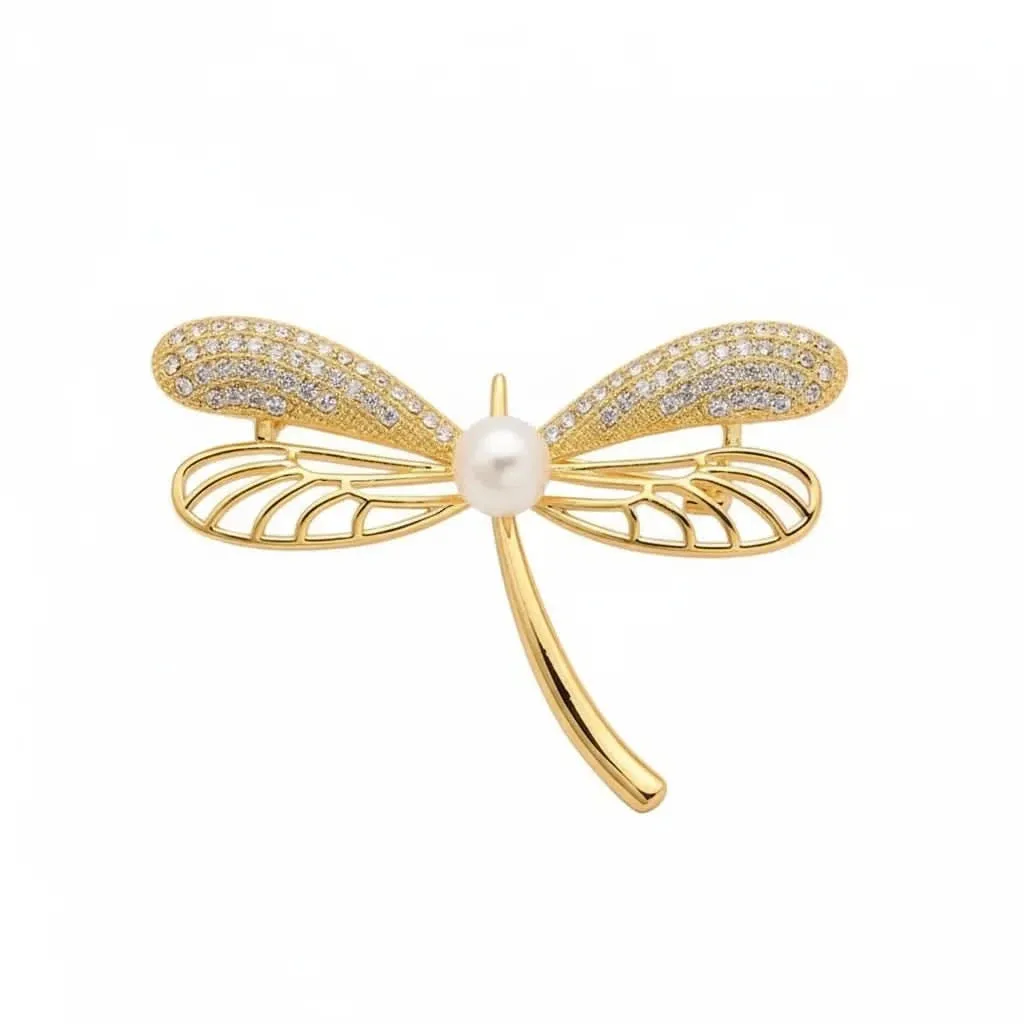 Natural Freshwater Pearl Dragonfly Brooch: the shop's own photo