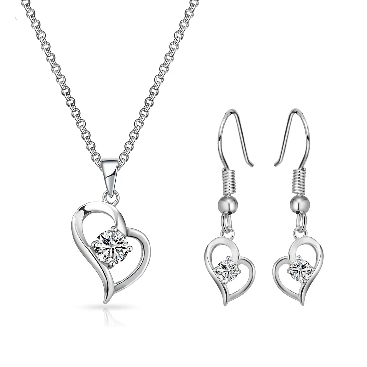 Heart Necklace and Earrings Set Created with Zircondia® Crystals: the shop's own photo