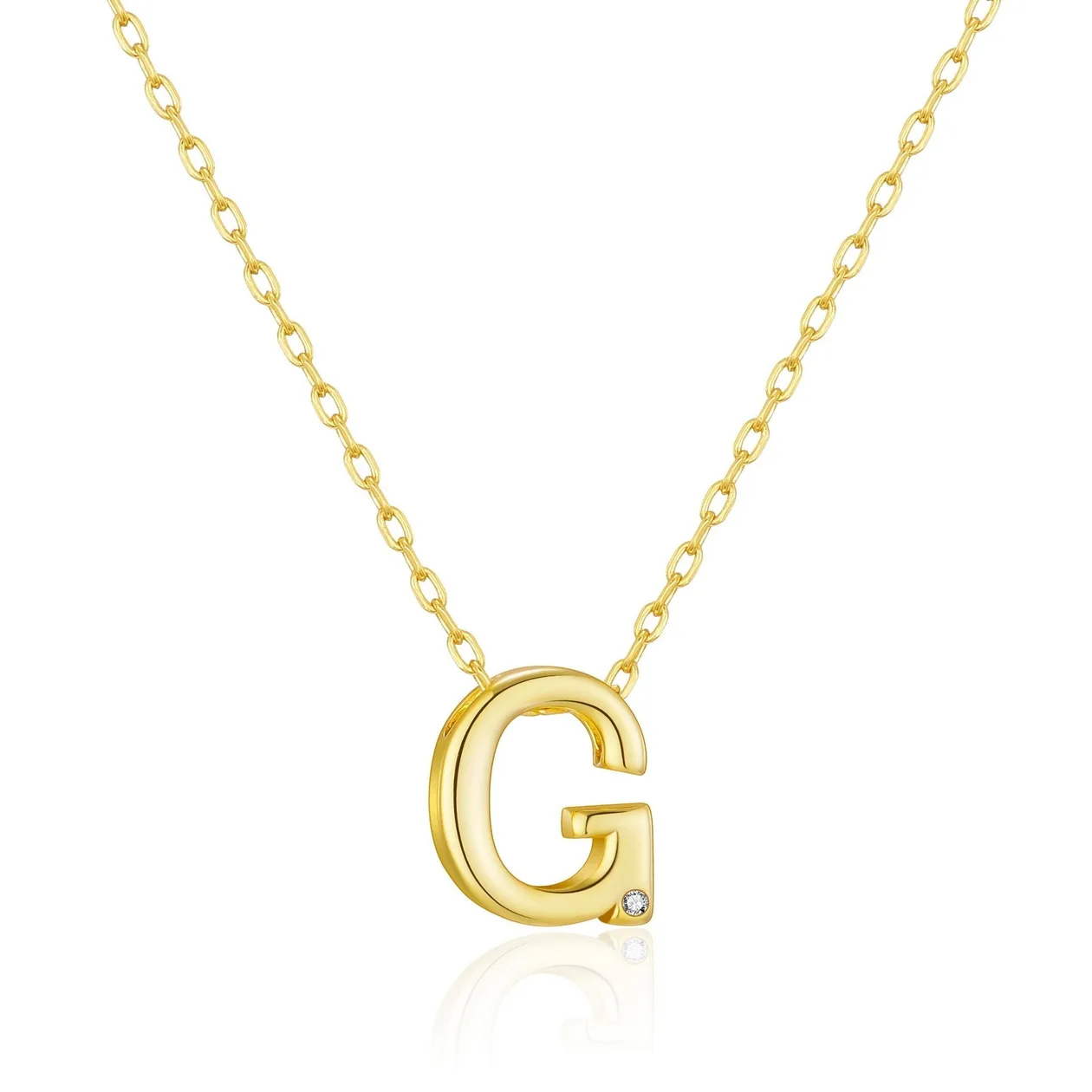 Customisable 18k Gold Plated Initial Necklace (A-Z) with Option of Birthstone Charm - G: the shop's own photo