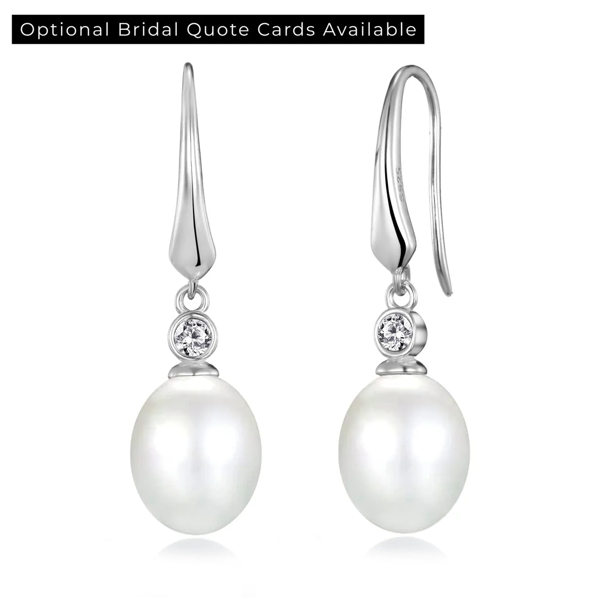 Sterling Silver White Pearl Drop Bridal Earrings Created with Zircondia® Crystals: the shop's own photo