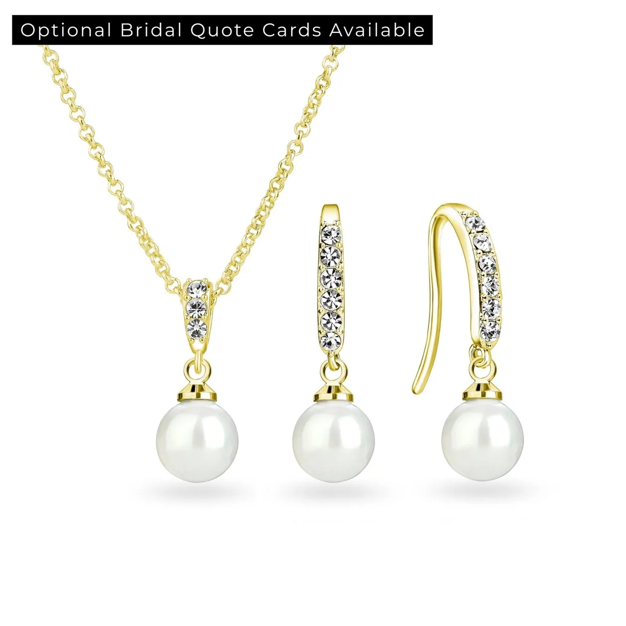 18k Gold Plated Pearl Drop Bridal Set Created with Zircondia® Crystals: the shop's own photo