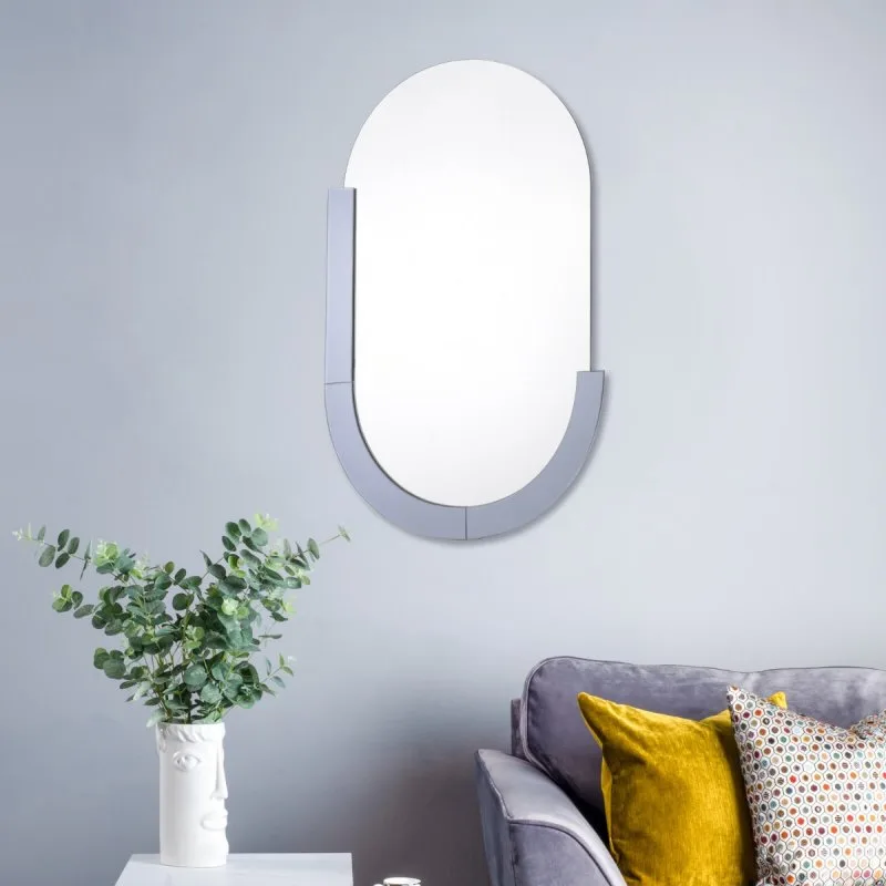 Dar Lighting Kaylee Oval Mirror With Smoked Glass Panel 90 X 60 cm: the shop's own photo