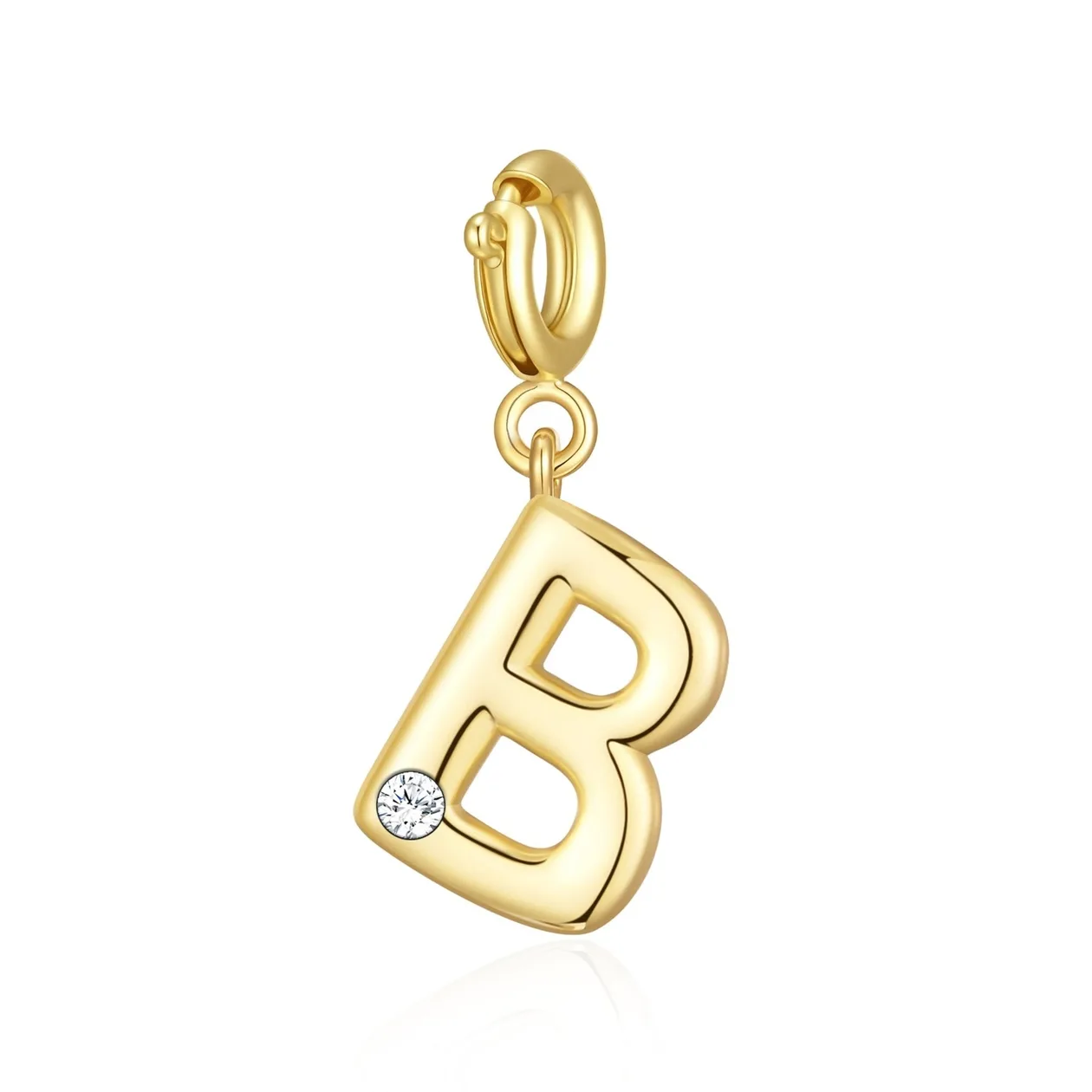 18k Gold Plated Clip On Initial Charms Letter A-Z Created with Zircondia® Crystals - B: the shop's own photo