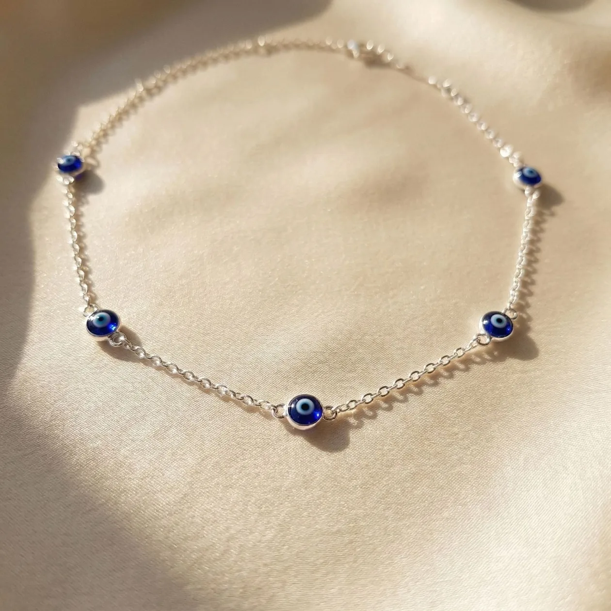 Turkish Blue Evil Eye Silver Charm Friendship Bracelet: the shop's own photo