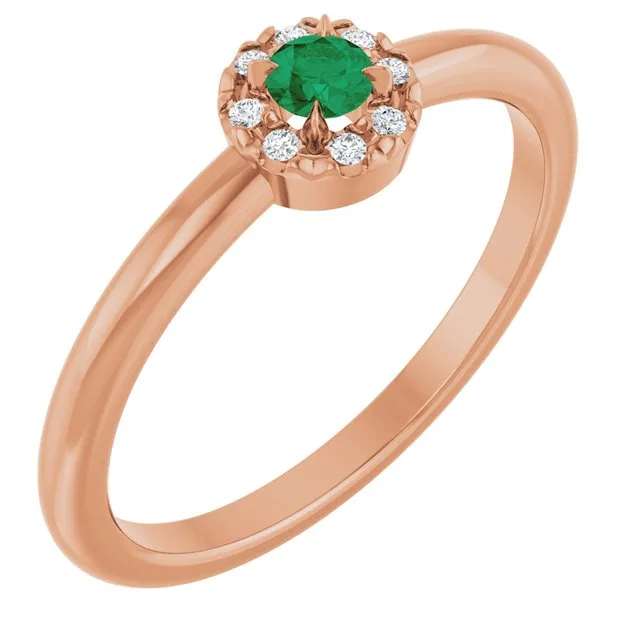 Round Emerald Halo Ring with Diamond Accents in Gold and Platinum - 18k Yellow Gold / 1.70 Carat / Lab-Grown-AAA: the shop's own photo