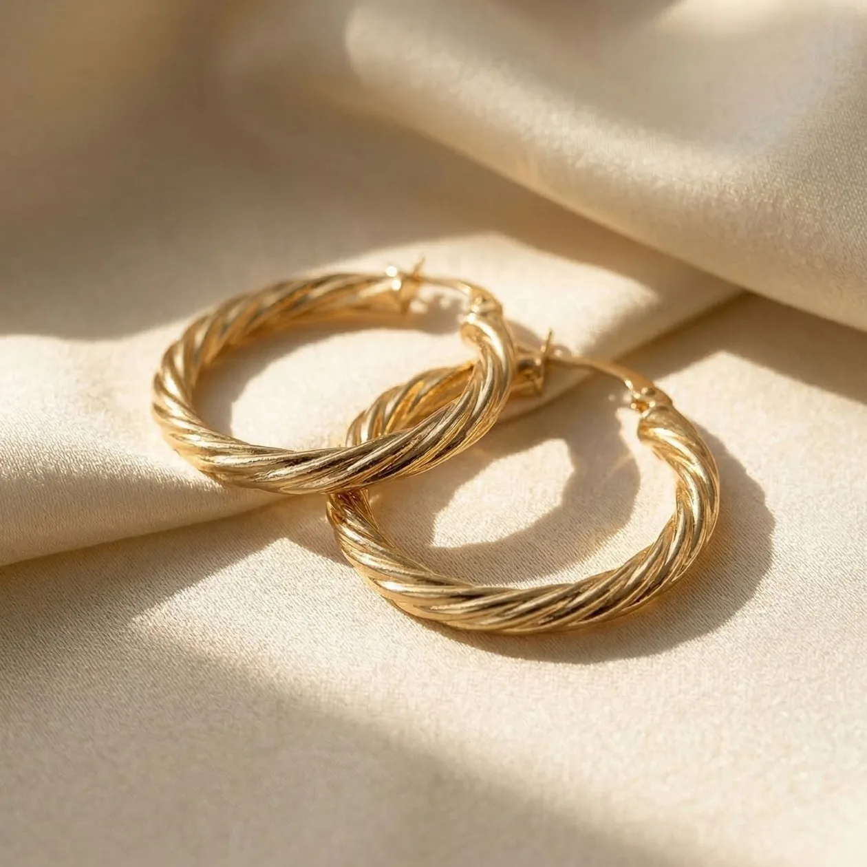 24ct Gold Vermeil Circle Rope Textured Earrings: the shop's own photo