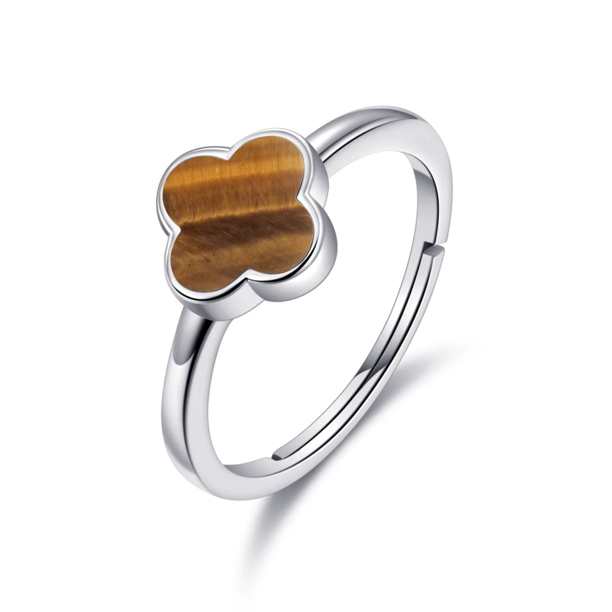 Tigers Eye Gemstone Adjustable Clover Ring: the shop's own photo