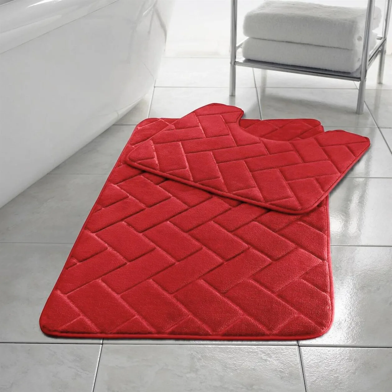 Memory Foam Blocks Bath Mats - Red: the shop's own photo