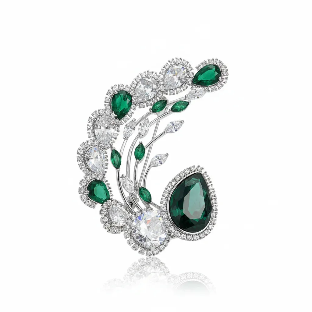 Elegant Emerald Teardrop Brooch: the shop's own photo