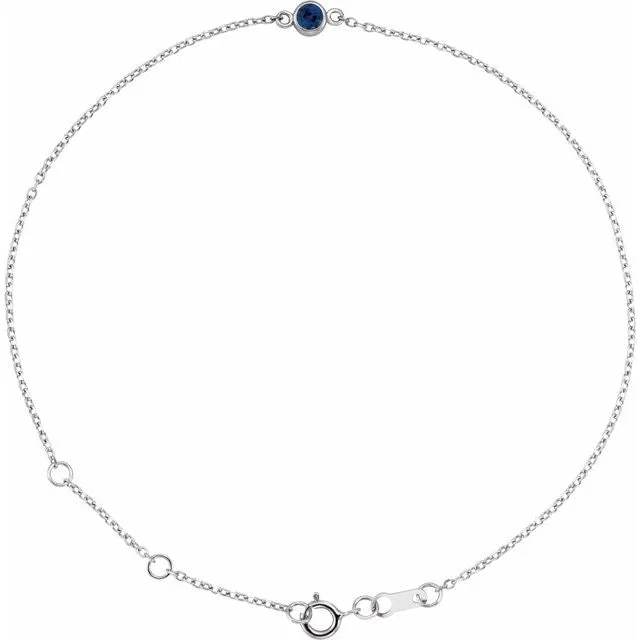 1-Stone Natural Blue Sapphire & Round Bezel-Set Link Bracelet In Set - 18k Yellow Gold / 0.50 Carat / Lab-Grown-AAA: the shop's own photo