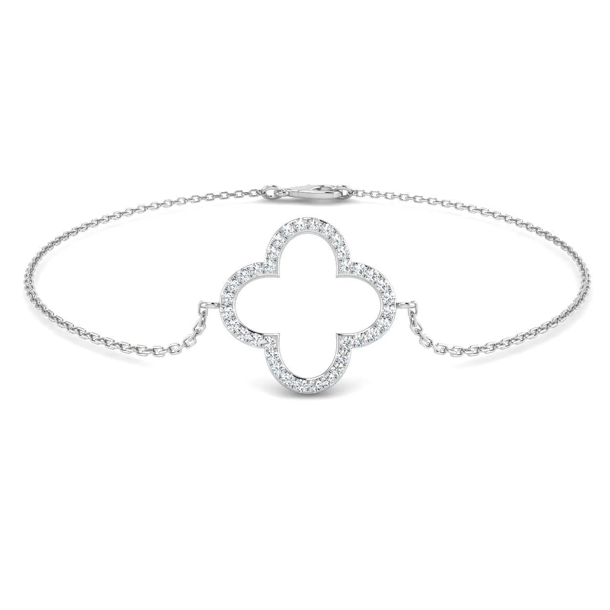 Clover Style Diamond Chain Bracelet in Gold or Platinum | Lab & Natural Diamonds - 18k Yellow Gold / 0.20 Carat / Lab Grown Diamond: the shop's own photo