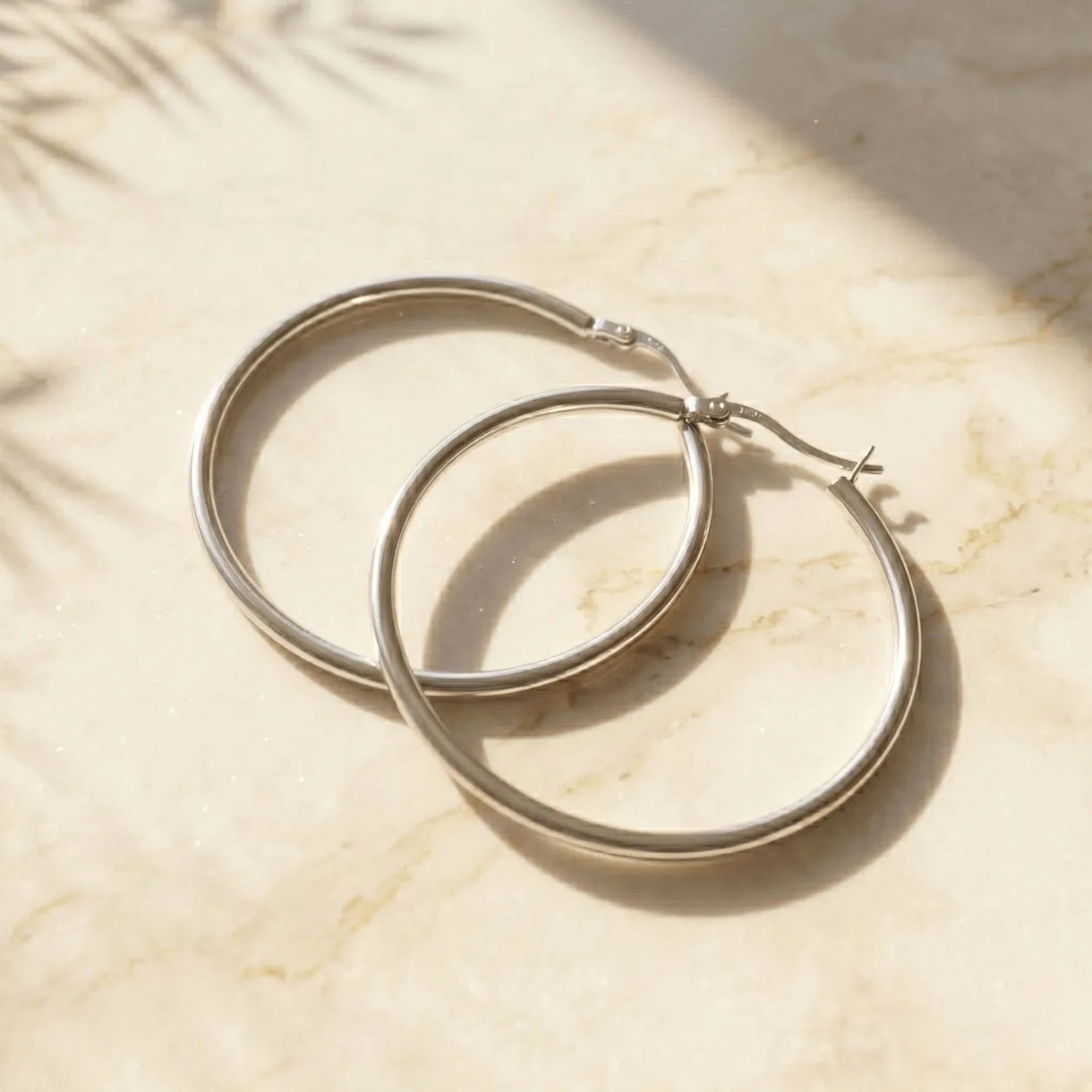 Sterling Silver Everyday Plain Hoop Earrings: the shop's own photo