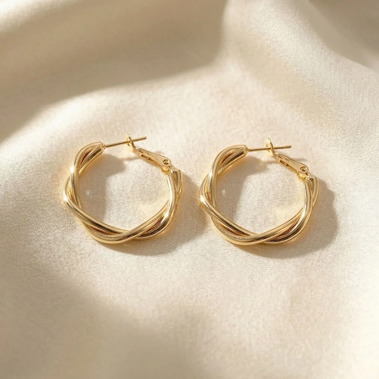 18ct Gold Plated Twisted Hoop Earrings: the shop's own photo