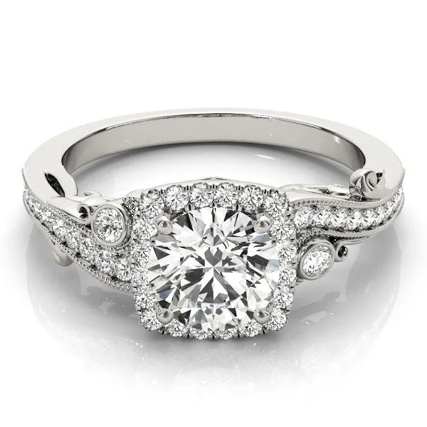 Lab Grown Round Diamond Halo Engagement Ring – Vintage Milgrain - 14k Yellow Gold / 1.00 Carat: the shop's own photo