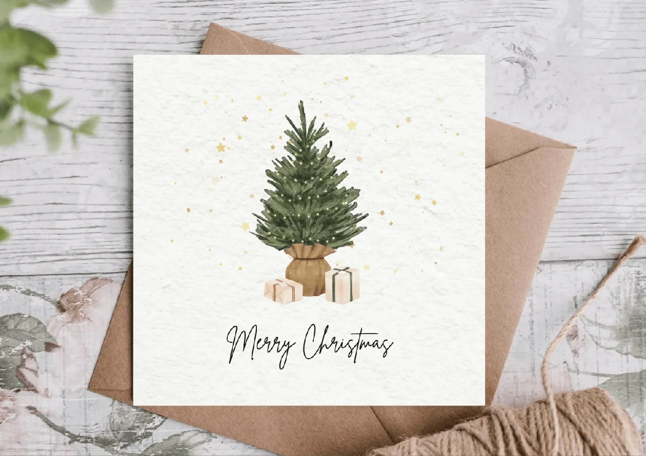 Green Tree Merry Christmas Card: the shop's own photo