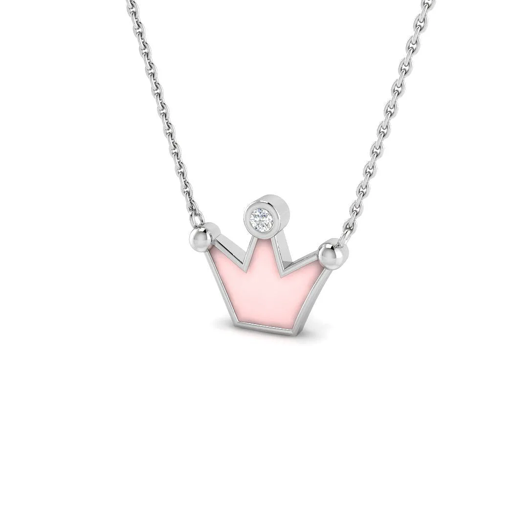 Diamond Crown Pendant 0.1ct Gold & Platinum Necklace (Without Chain) - 9k White Gold / Natural Diamond(F/SI) / 0.10 Carat: the shop's own photo
