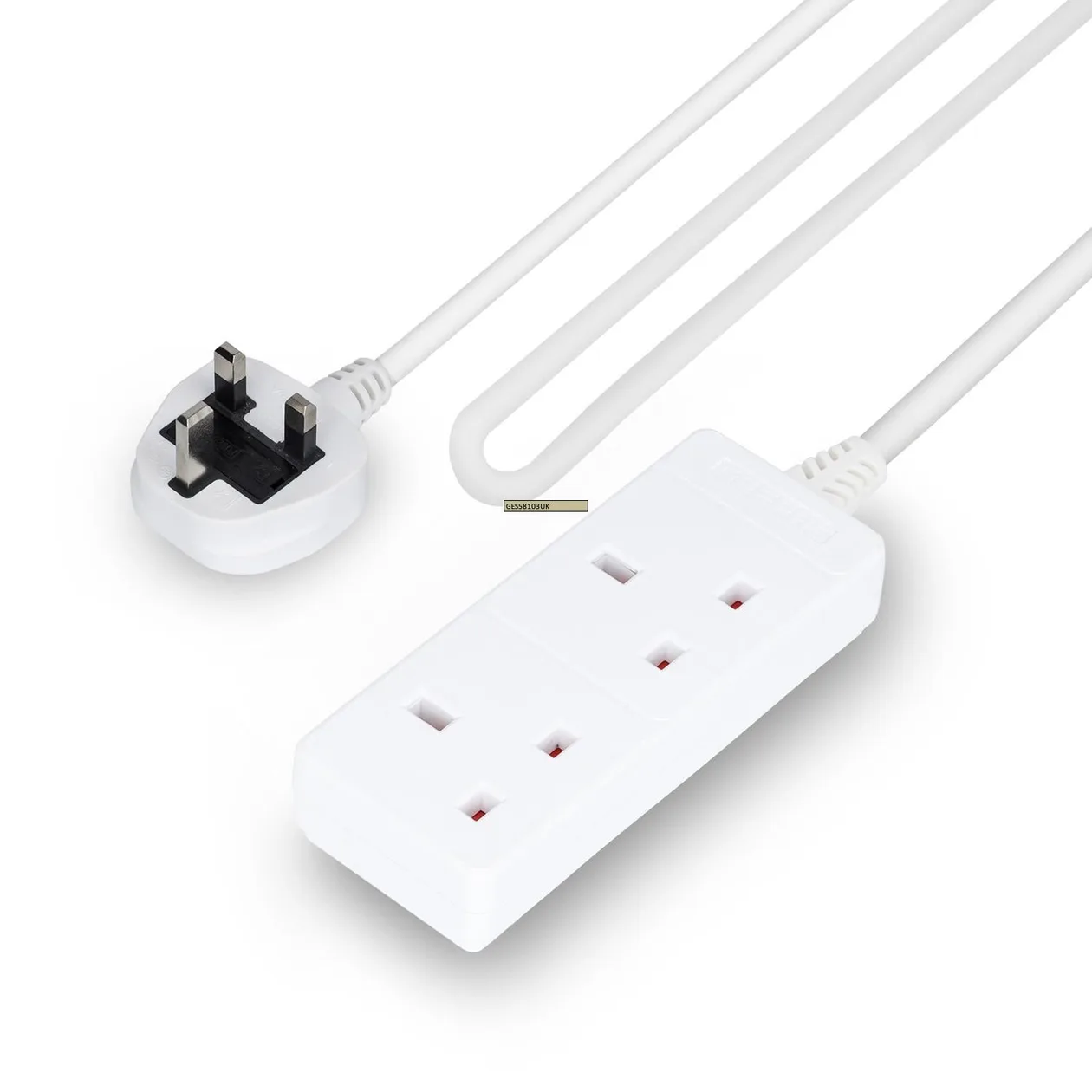 2 Gang Extension Lead 5M Cable Socket UK Plug 13A White: the shop's own photo