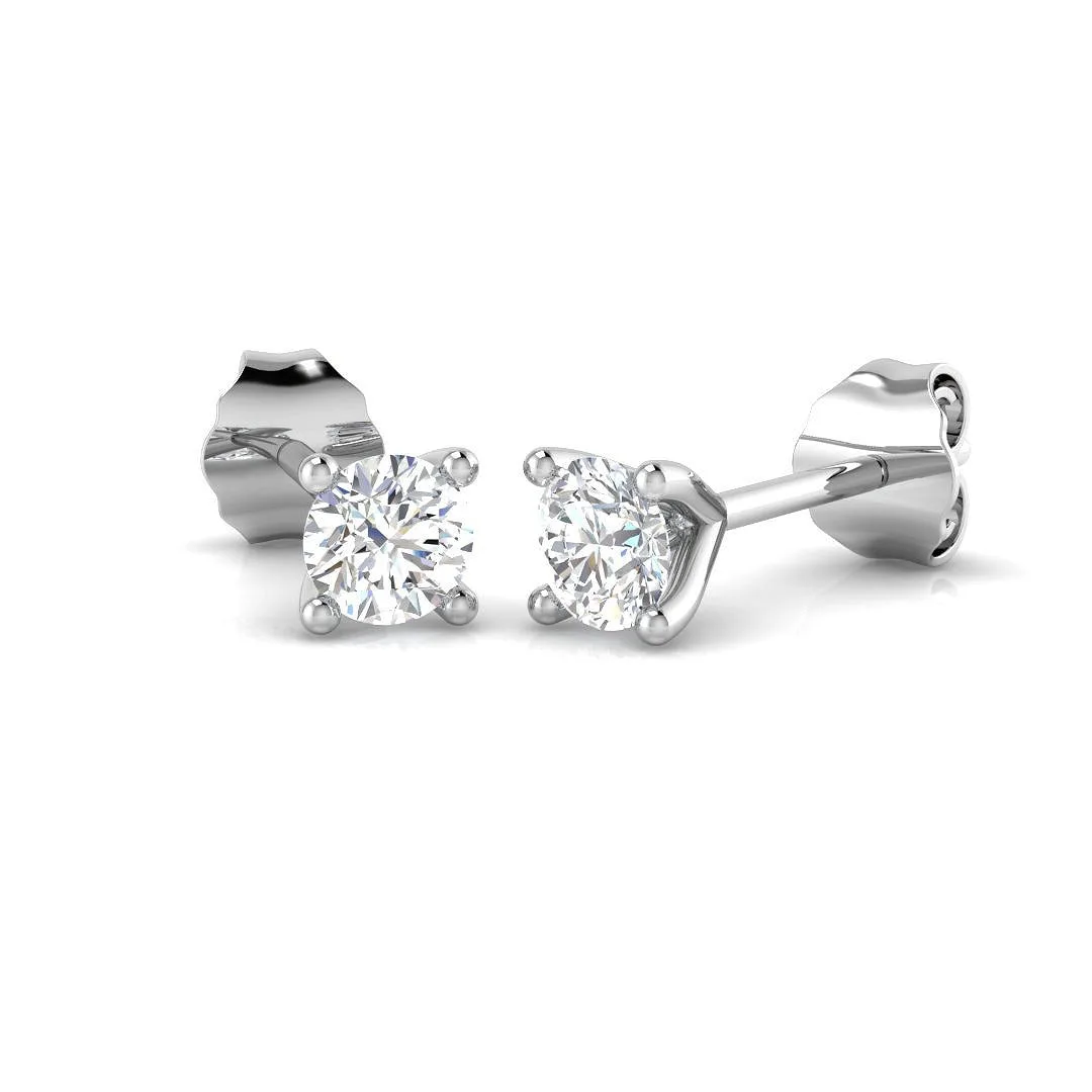 Stud Earrings with Cushion Cut Diamond Bezel Set - 0.5ct Gold - 18k White Gold / 0.5 Carat / Lab Grown Diamond(D-VVS): the shop's own photo
