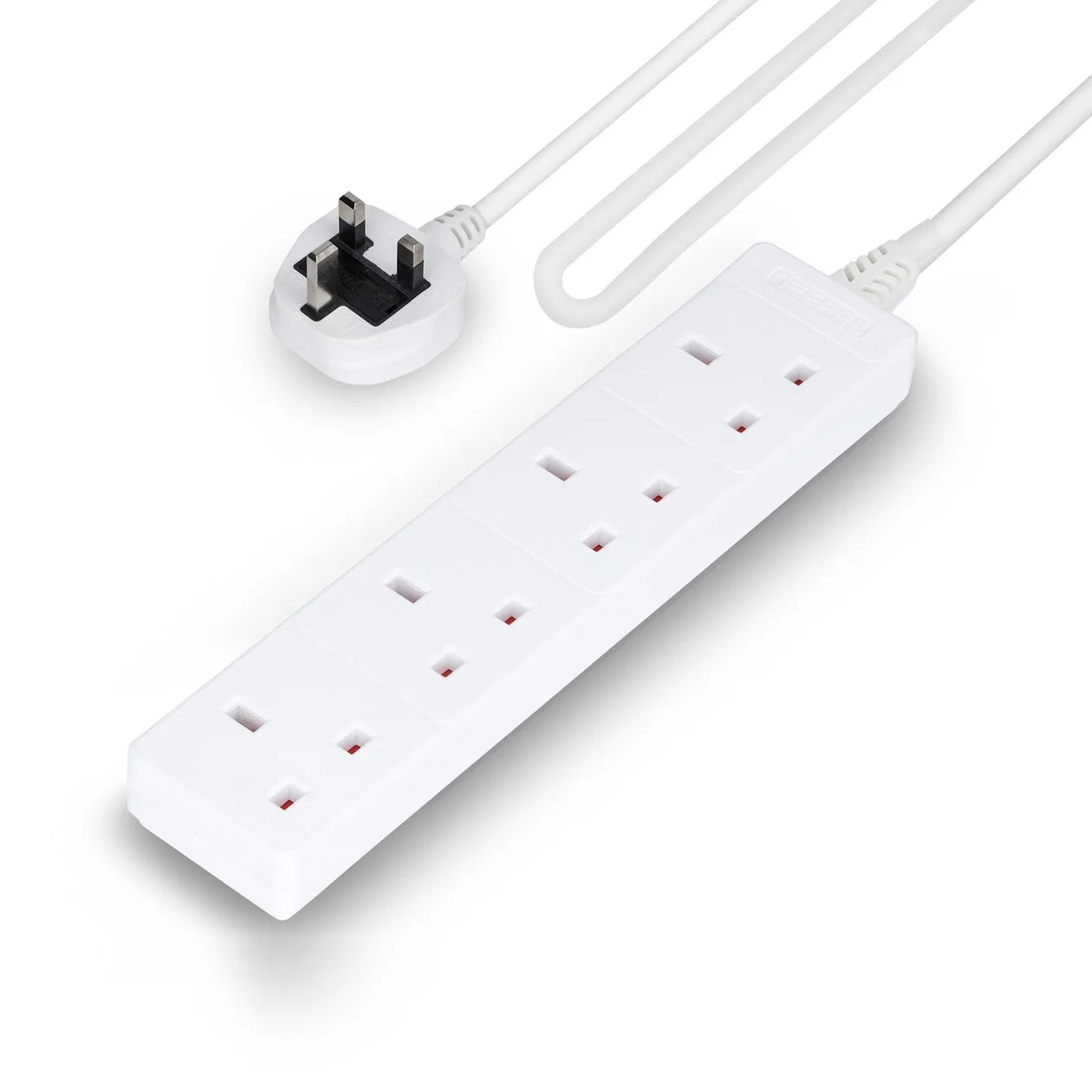 4 Gang Extension Lead With 5M Cables UK Plug 13A White: the shop's own photo