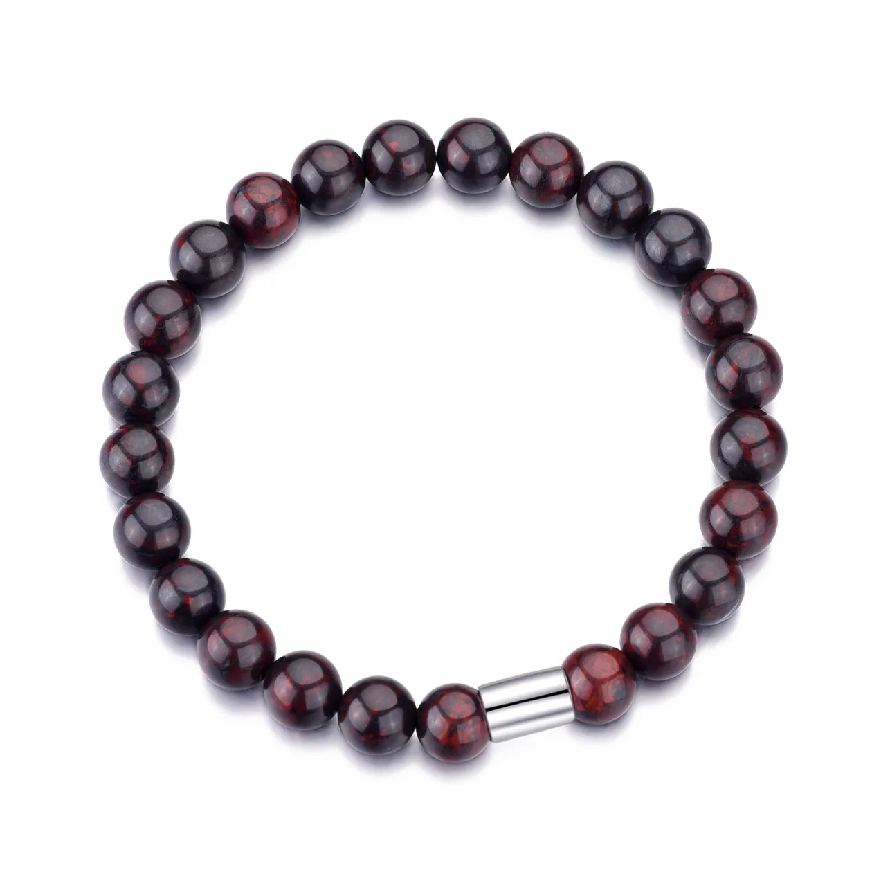 Men's Red Jasper Gemstone Stretch Bracelet: the shop's own photo
