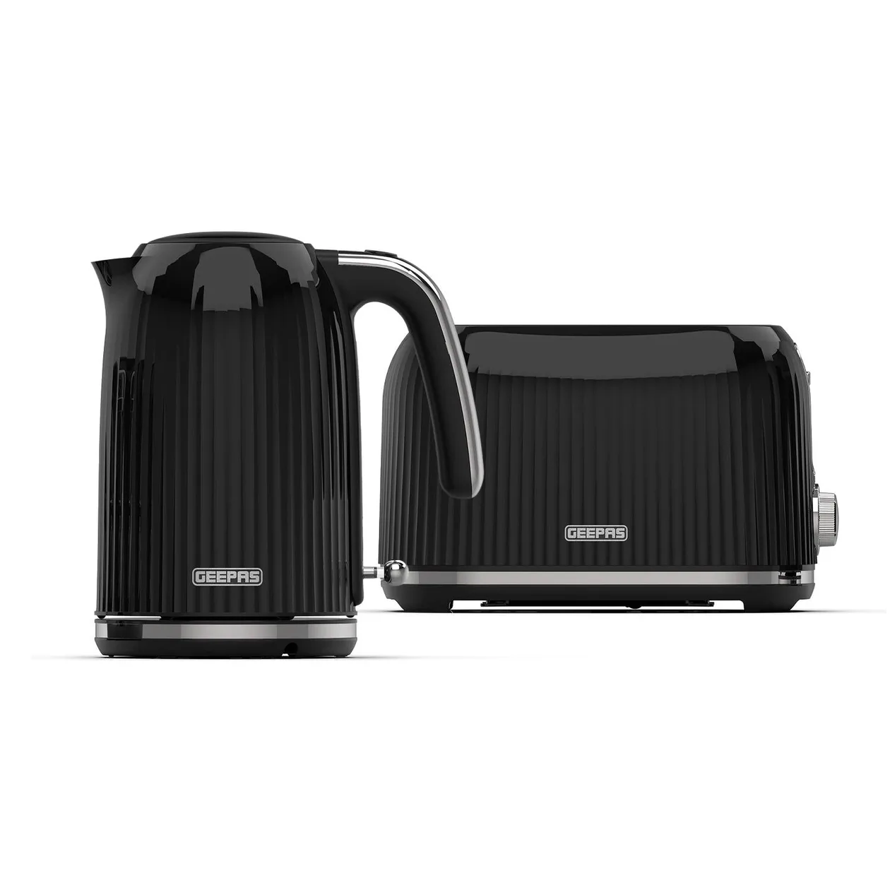 Black Fluted 2-Slice Bread Toaster & 1.7L Electric Kettle Set: the shop's own photo
