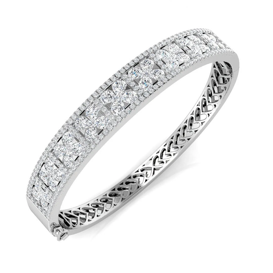 Premium Platinum Natural Diamond Round Cut Half Eternity Bangle with Hinged Box Lock - 18k Yellow Gold / 6.20 Carat / Lab Grown Diamond: the shop's own photo