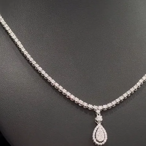 7 Carat Pear Cluster Drop Lab Grown Diamond Tennis Necklace | 950 platinum: the shop's own photo