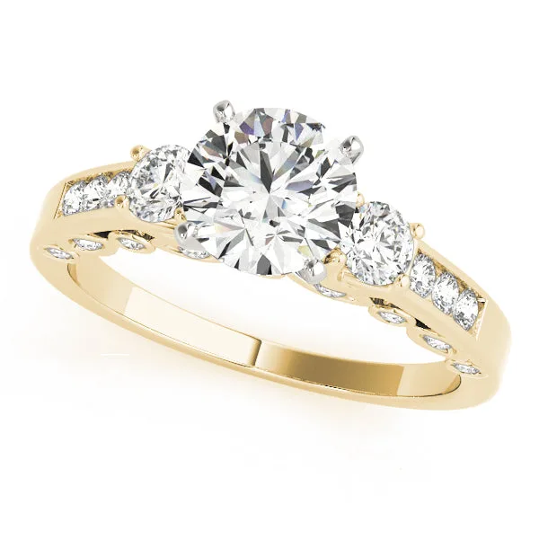 Lab-Grown Round Cut Prong-Set Diamond D/VVS 3-Stone Ring - 18k Yellow Gold / 0.50 Carat: the shop's own photo