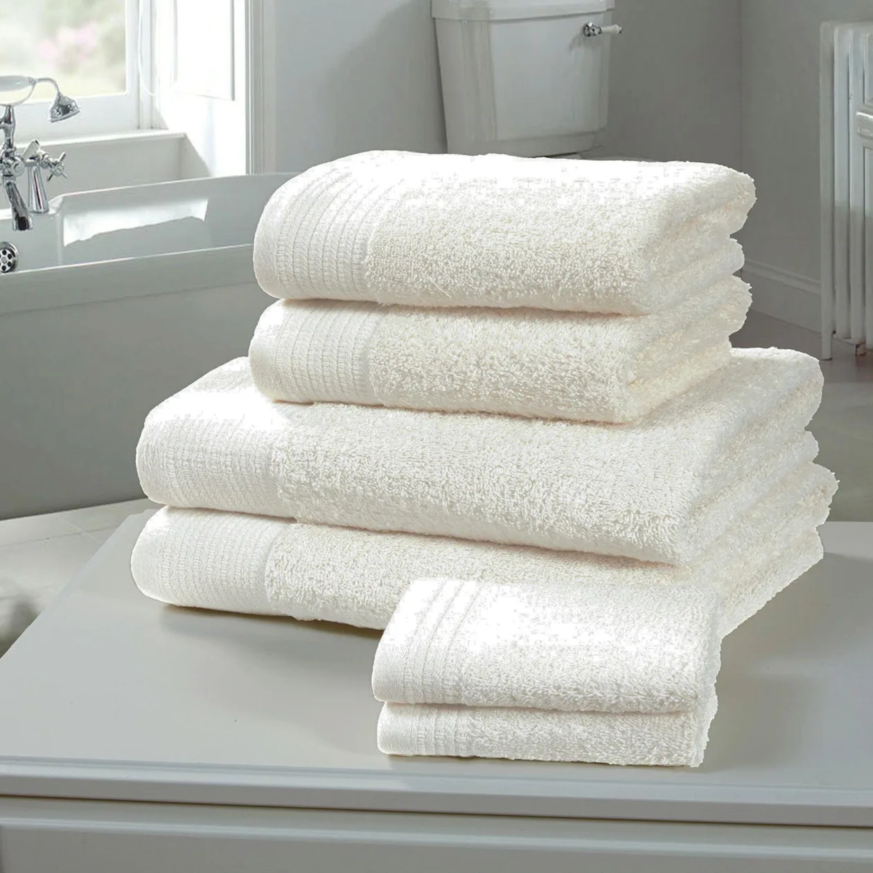 Chatsworth 100% Cotton Towels - White / 6pc Towel Bale: the shop's own photo