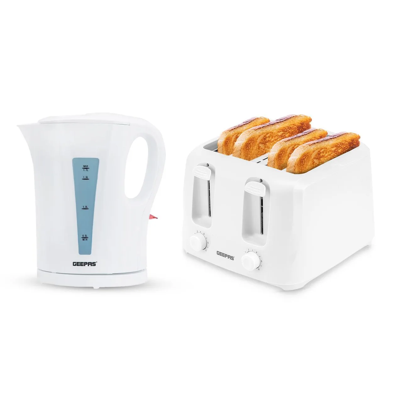 White 1.7L Rapid-Boil Kettle & Four-Slice Toaster Set: the shop's own photo