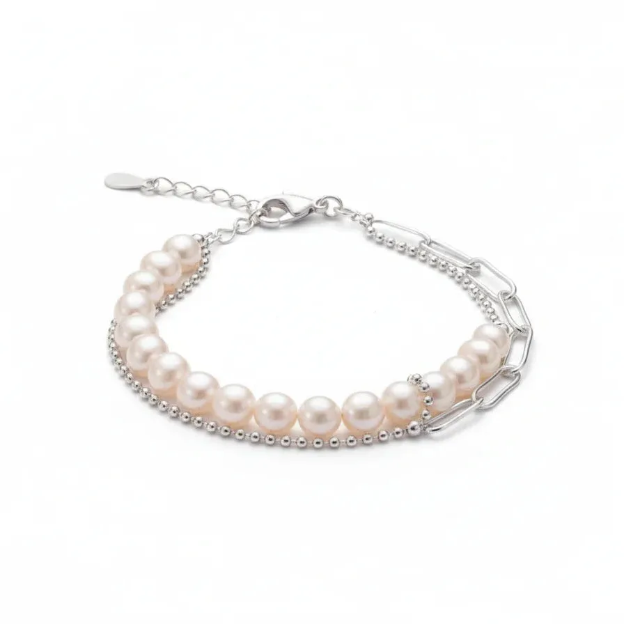 Silver Layered Graduated Freshwater Pearl Bracelet: the shop's own photo
